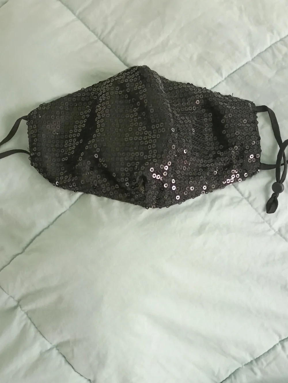 Black Sequin Women's Face Mask - Adjustable Ear Loops